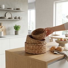 Dixie Esther Brødkurve i natur - Flettet Søgræs - Sæt med 3 stk.